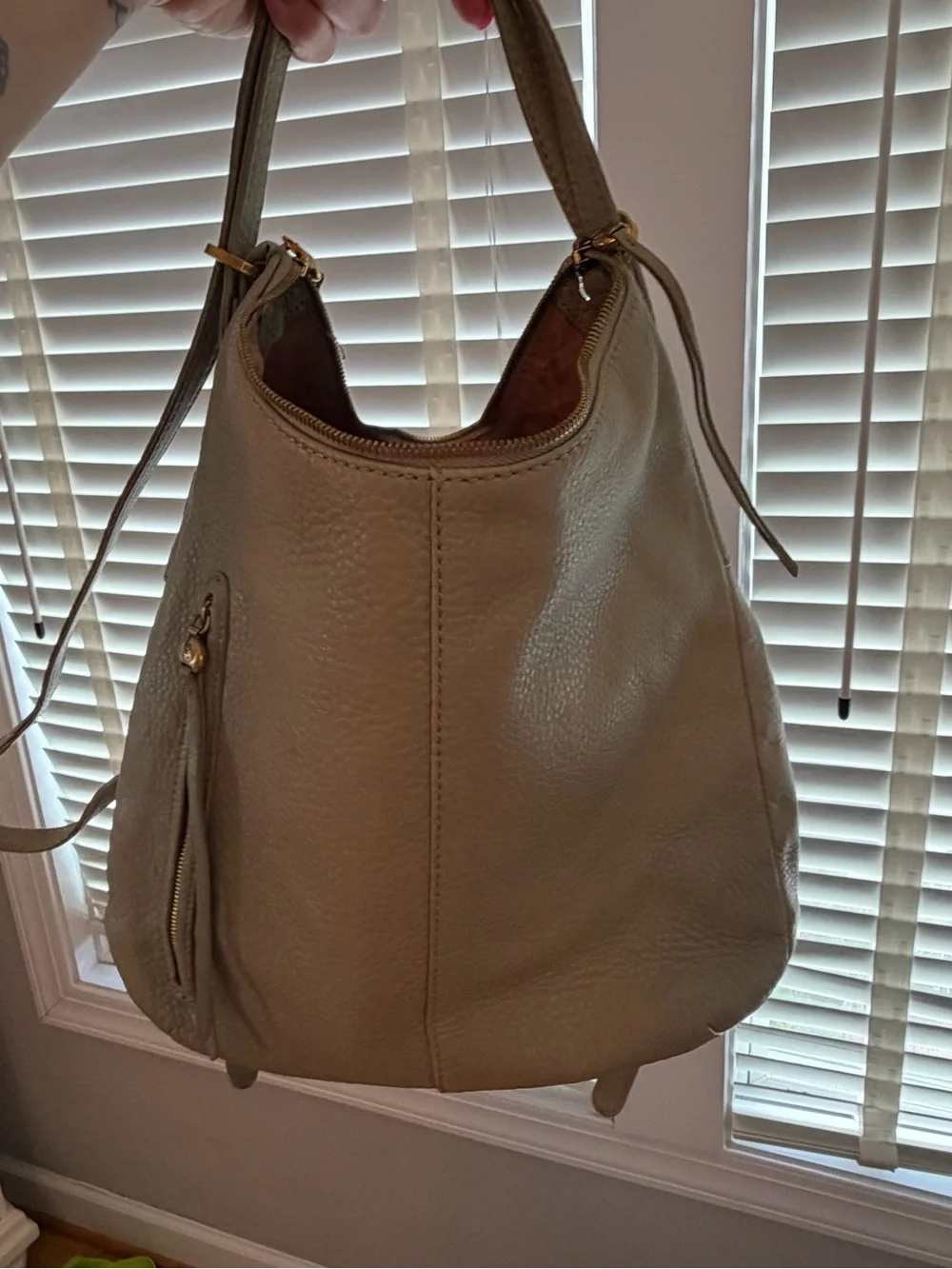 HOBO Leather Merrin Convertible Backpack and Shoulder Bag - Cactus Green